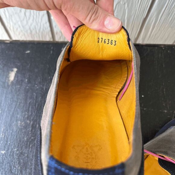 Undandy Navy Gray Suede Derby Shoes Sz 45/11.5 Pink Laces Yellow Lining - Picture 5 of 14